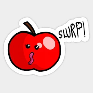 Sweet energy apple with worm Sticker